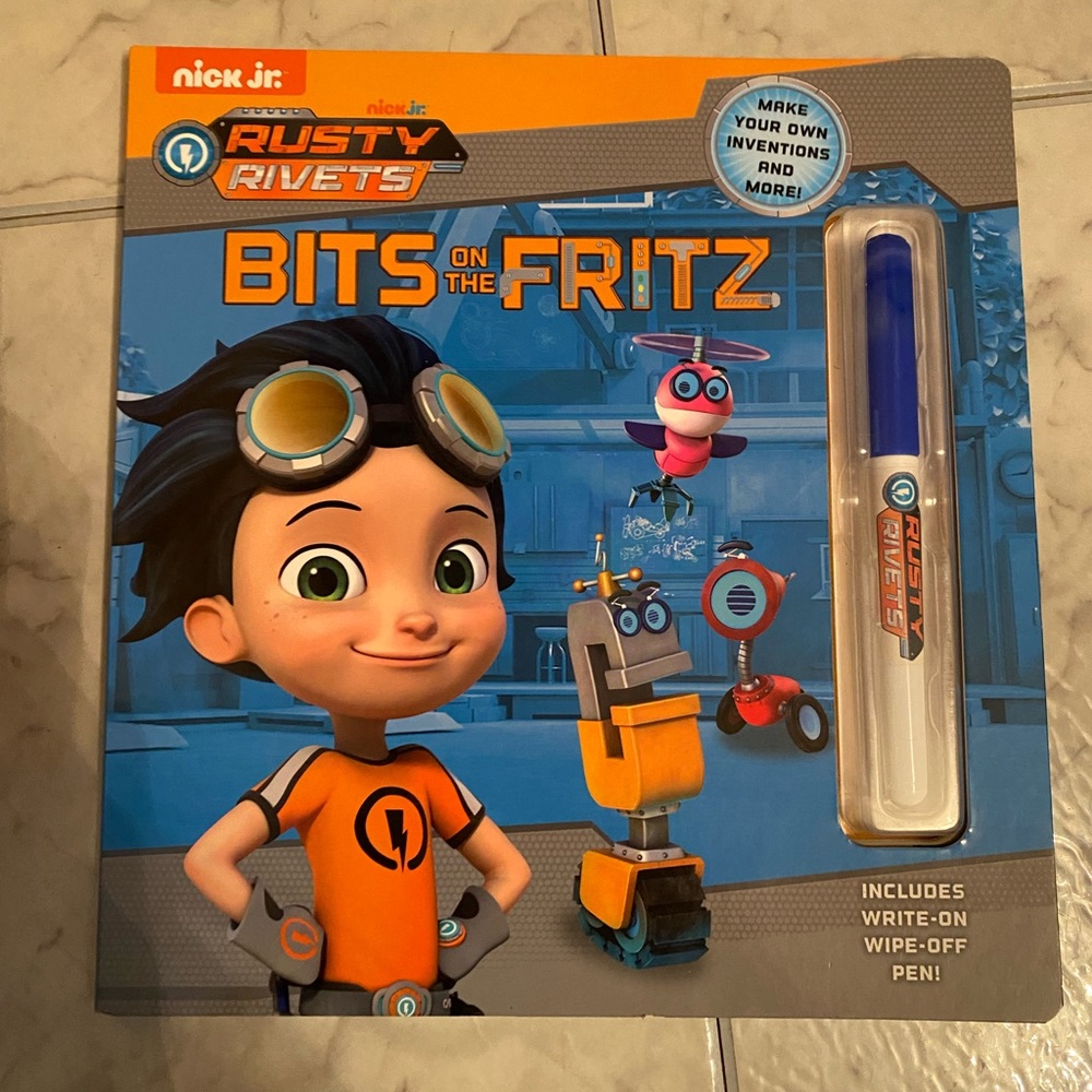 Nick Jr Rusty Rivets Bits on the Fritz Activity Book and dry erase marker
